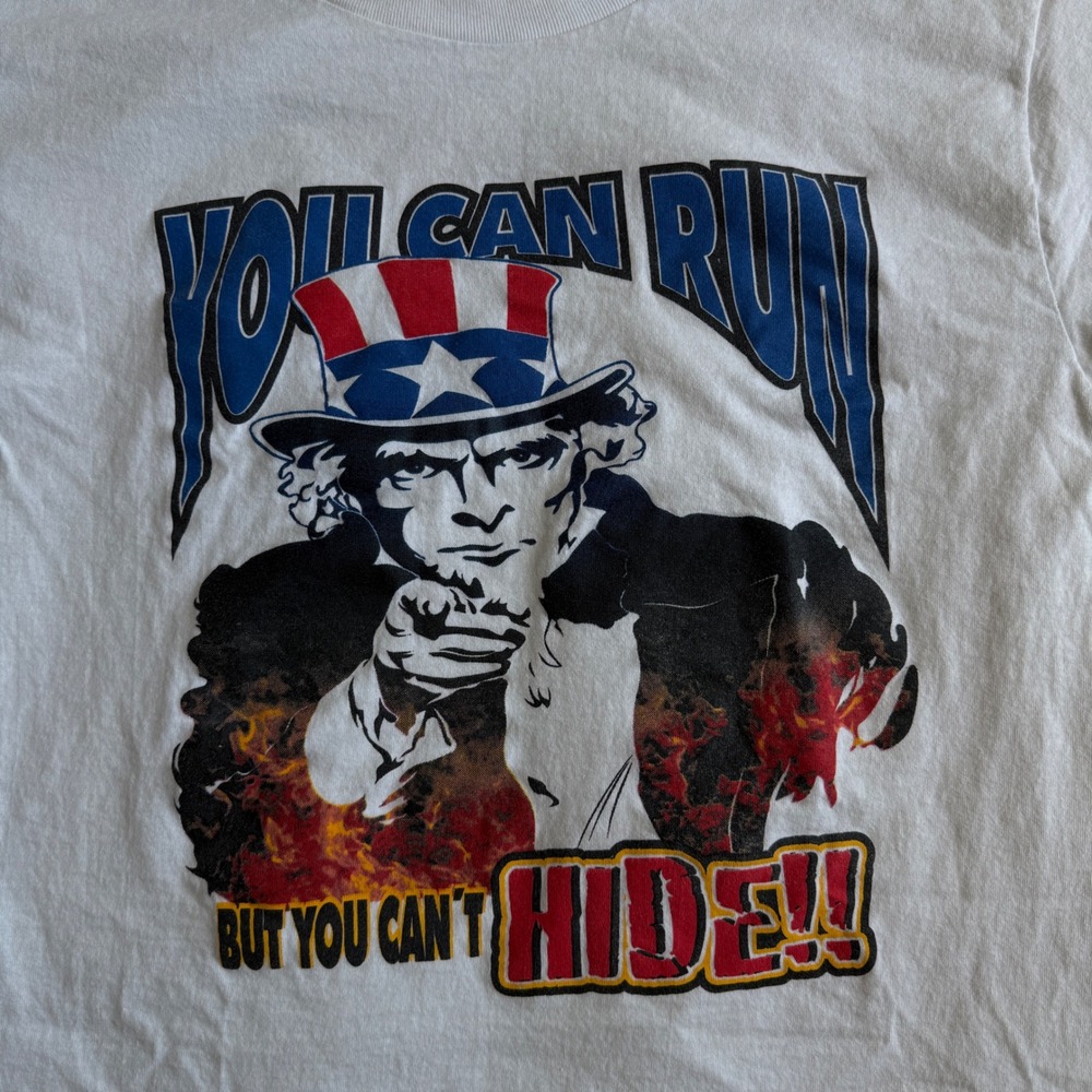 Vintage FOTL Uncle Sam You Can Run But You Can't Hide Graphic T-Shirt L - Picture 2 of 7